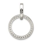 Sterling Silver Rhodium-plated CZ Circle Pendant - Image 4
