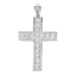 Sterling Silver Rhodium-plated CZ Cross Pendant - Image 4
