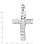 Sterling Silver Rhodium-plated CZ Cross Pendant - Image 3