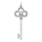 Sterling Silver Rhodium-plated CZ Key Pendant - Image 4