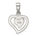 Sterling Silver Rhodium-plated Created Blue Opal Inlay Heart Pendant - Image 4