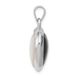 Sterling Silver Rhod-pltd Onyx/Mother of Pearl Reversible Heart Pendant - Image 2