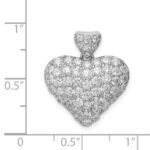 Sterling Silver Rhodium-plated CZ Puffed Heart Pendant - Image 3