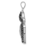 Sterling Silver Rhodium-plated Black and Clear CZ Dog Pendant - Image 2