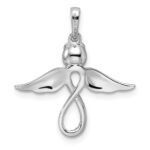 Sterling Silver Rhodium-plated Diamond Angel Pendant - Image 4