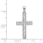 Sterling Silver Rhodium Plated Stellux Crystal Cross Pendant - Image 3