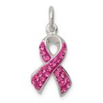 Sterling Silver Stellux Crystal Pink Awareness Ribbon Pendant