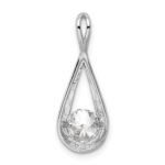 Sterling Silver Rhodium-plated CZ Tear Drop Pendant - Image 4