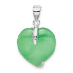Sterling Silver Green Jade Heart Pendant - Image 4