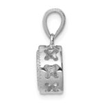 Sterling Silver Rhodium-plated CZ Circle X Edge Pendant - Image 2