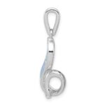 Sterling Silver Rhod-plated CZ Blue Inlay Created Opal Twisted Pendant - Image 2