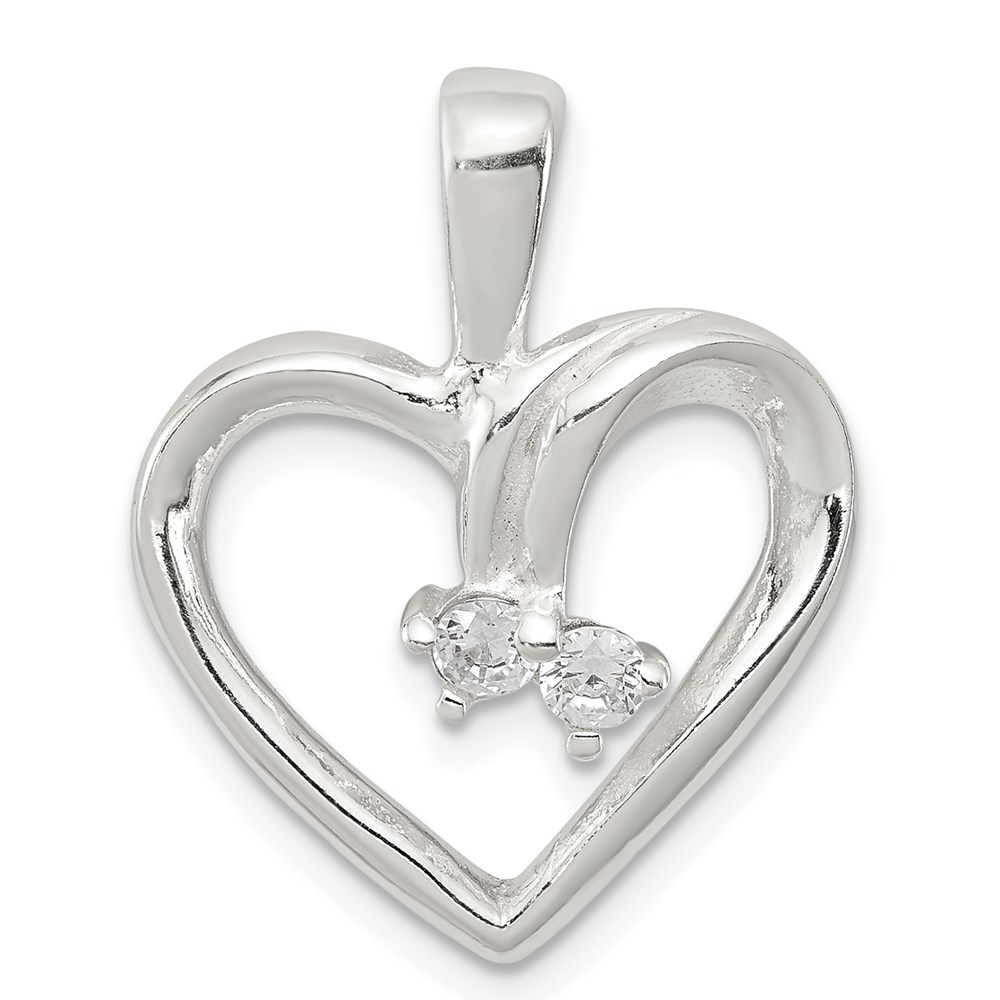 QP2769.jpg Sterling Silver CZ & Heart Pendant - Image 1