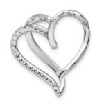 Sterling Silver Rhodium-plated CZ Heart Chain Slide - Image 4