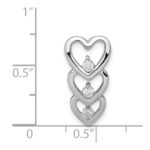 Sterling Silver Rhodium Plated CZ Multi Hearts Chain Slide - Image 3