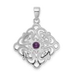 Sterling Silver Rhodium-plated Amethyst Pendant - Image 4