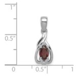 Sterling Silver Rhodium Plated Diamond & Garnet Oval Pendant - Image 3