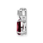 Sterling Silver Rhodium Plated Diamond & Garnet Oval Pendant - Image 2