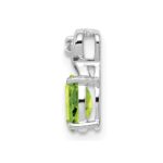 Sterling Silver Rhodium Plated Diamond and Peridot Oval Pendant - Image 2