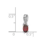 Sterling Silver Rhodium Plated Diamond Garnet Oval Pendant - Image 3