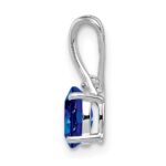 Sterling Silver Rhodium Plated Diamond and Sapphire Oval Pendant - Image 2