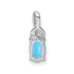 Sterling Silver Rhodium Plated Diamond & Sky Blue Topaz Oval Pendant - Image 4