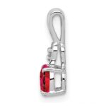 Sterling Silver Rhodium Plated Diamond & Ruby Round Pendant - Image 2