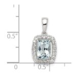 Sterling Silver Rhodium Plated White Topaz & Aquamarine Pendant - Image 3
