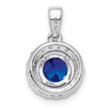 Sterling Silver Rhodium Plated White Topaz & Sapphire Pendant - Image 4