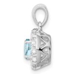 Sterling Silver Rhodium Plated White Topaz & Aquamarine Pendant - Image 2