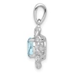 Sterling Silver Rhodium Plated White Topaz Aquamarine Pendant - Image 2