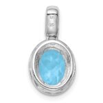 Sterling Silver Rhodium-plated with Light Swiss Blue Topaz Oval Pendant - Image 4
