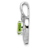 Sterling Silver Rhodium-plated Diamond and Peridot Oval Pendant - Image 2