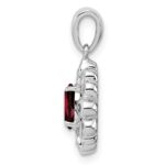 Sterling Silver Rhodium Plated Diamond & Garnet Oval Pendant - Image 2