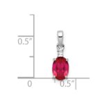 Sterling Silver Rhodium Plated Diamond & Ruby Oval Pendant - Image 3