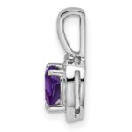 Sterling Silver Rhodium-plated Diamond and Amethyst Pendant - Image 2