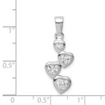 Sterling Silver Rhodium-plated Graduated CZ Heart Pendant - Image 4