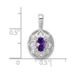 Sterling Silver Rhodium-plated Amethyst and Diamond Pendant - Image 3