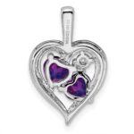 Sterling Silver Rhodium-plated Amethyst and Diamond Pendant - Image 4