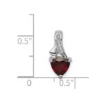 Sterling Silver Rhodium Plated Diamond and Garnet Trillion Pendant - Image 3