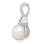Sterling Silver Rhod Plated Diamond and FW Cultured Pearl Pendant - Image 2