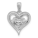 Sterling Silver Rhodium & 14K Rose Gold Diamond Heart Pendant - Image 4