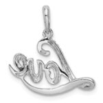 Sterling Silver Rhodium Plated Diamond Love Pendant - Image 4