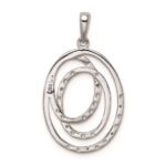Sterling Silver Rhodium Plated Diamond Pendant - Image 4