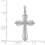 Sterling Silver Rhodium Plated Diamond Cross Pendant - Image 3