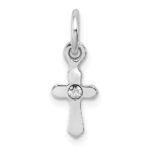 Sterling Silver RH-pltd Child's Apr Clear Preciosca Crystal Cross Pendant