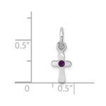 Sterling Silver RH-pltd Child's Feb Purple Preciosca Crystal Cross Pendant - Image 4