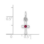Sterling Silver RH-pltd Child's July Red Preciosca Crystal Cross Pendant - Image 4