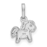 Sterling Silver Rhodium-plated Polished Pony Children's Pendant - Image 3