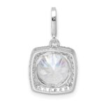 Sterling Silver Rhodium-plated Polished CZ Pendant - Image 4