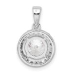 Sterling Silver Rhodium-plated Polished CZ Halo Pendant - Image 4